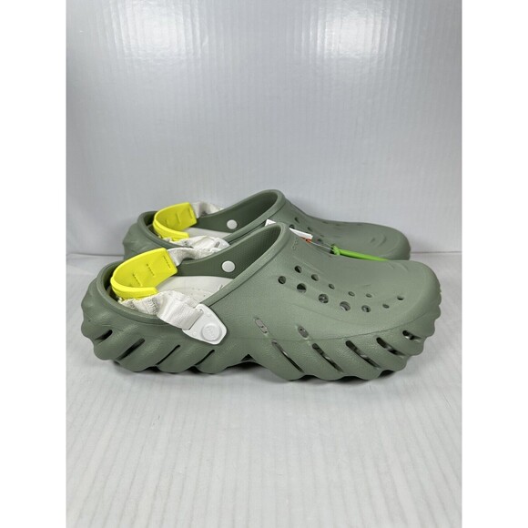 Size 11 Mens CROCS Echo Clog Moss Green Vert Mousse 207937-308 Slip On Shoes NEW - Picture 1 of 7